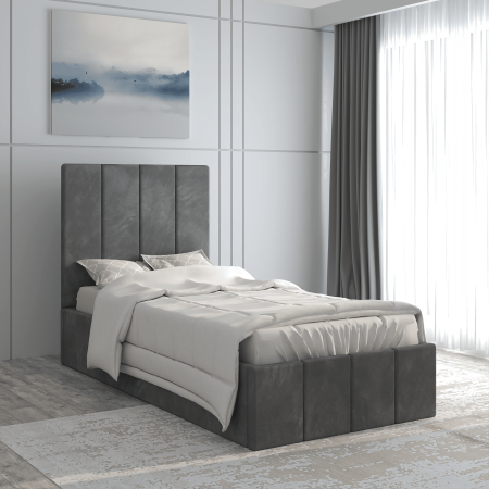 Paturi - Pat tapitat Prado 90x200 cm, Gri