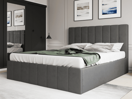 Paturi - Pat tapitat Prado 140x200 cm, Gri