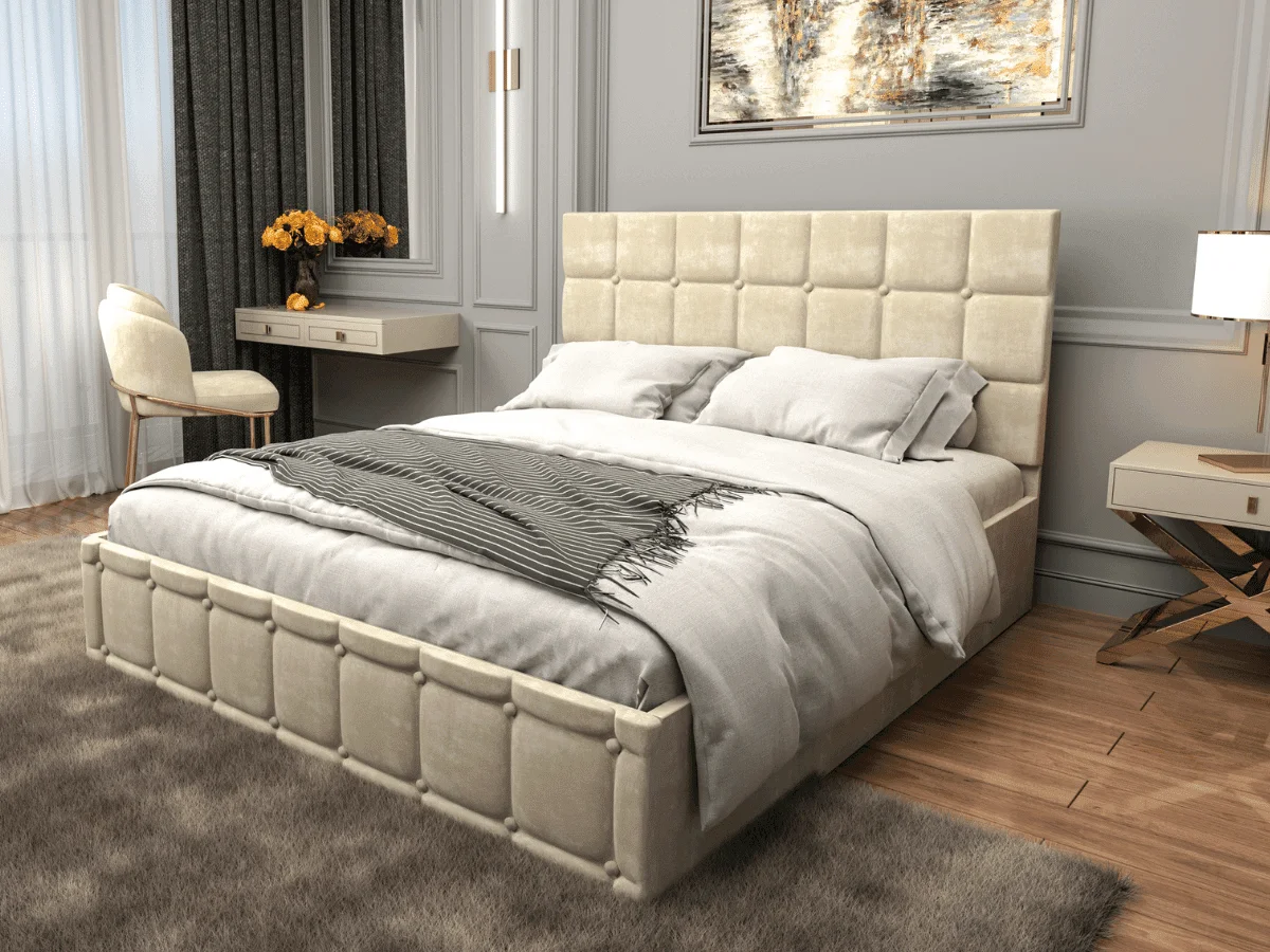 Paturi - Pat tapitat Royal 180x200 cm, Bej