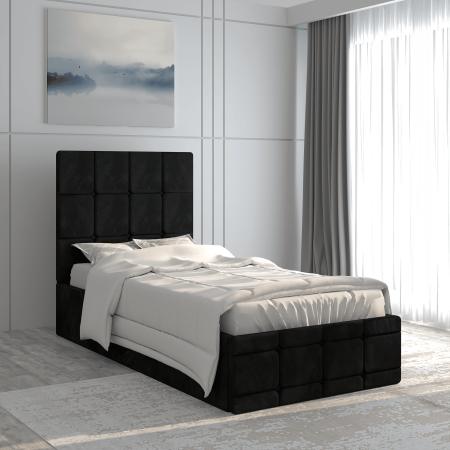 Paturi tapitate ROYAL - Pat tapitat Royal 90x200 cm, Negru