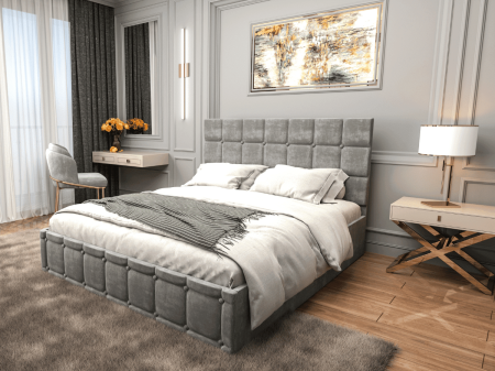 Paturi - Pat tapitat Royal 160x200 cm, Gri