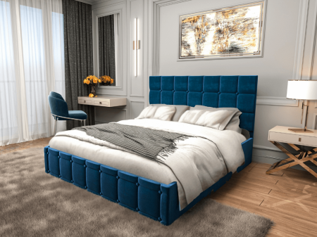 Paturi - Pat tapitat Royal 180x200 cm, Albastru