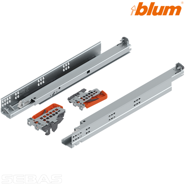Accesorii sertare - Glisiere sub sertar cu amortizare, extragere totală. BLUM