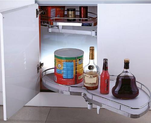 Furniture Hardware - KN-9-RCO Corner mechanism for kitchen cabinet, 900 mm, right, chrome