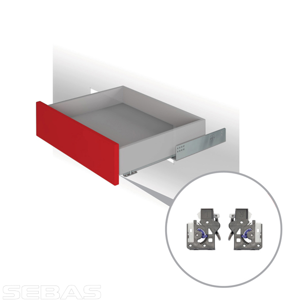 Under-drawer slides with soft-close, partial extension. BLUM [2]