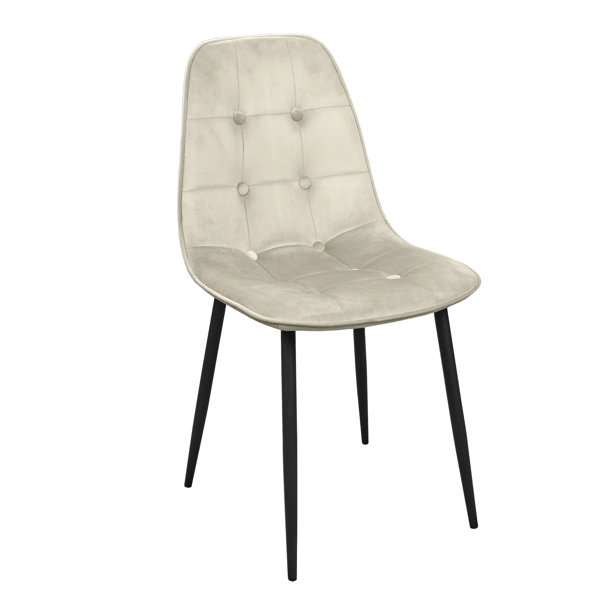 Product Catalog - M-01-3 (Hlr-14) Velvet Grey/Beige+Black Legs Chair