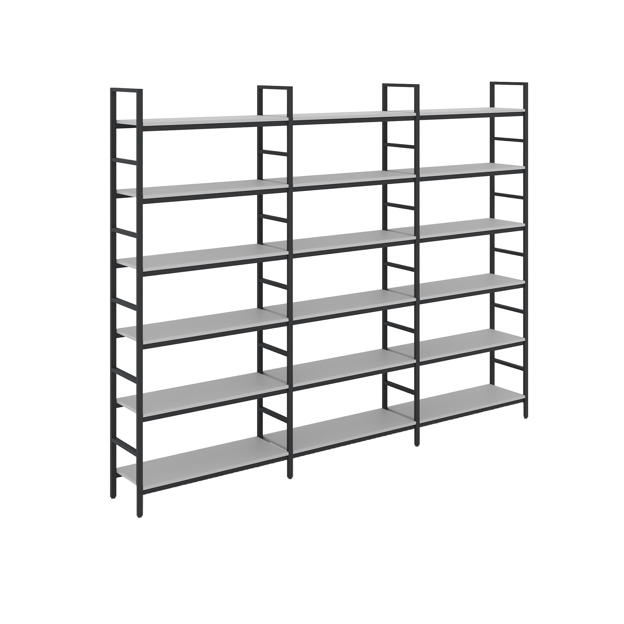 Product Catalog - Modular archive shelf M3 with 6 levels 294x34xH228 0112 PE Stone Grey + Black Frame