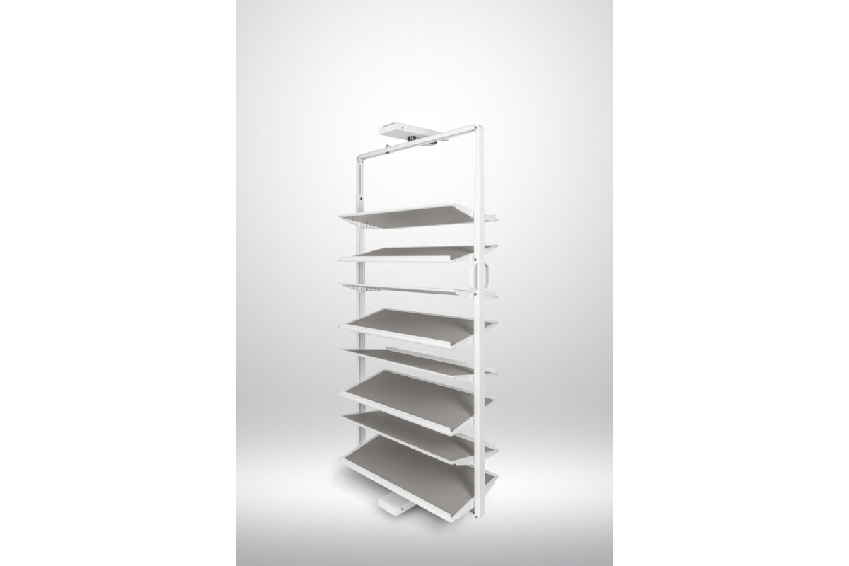 Furniture Hardware - WG-OBR8-10 GTV ELITE rotating shelf for footwear, 8 levels, 1330-1480, white