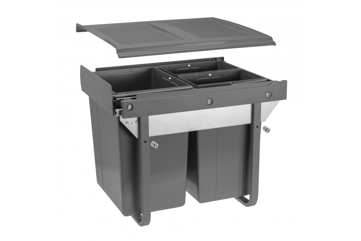 Furniture Hardware - PB-45-0202X10-60A Waste bin PRACTI ECO 450, 1×20 l, 2×10 l, with soft-close, anthracite