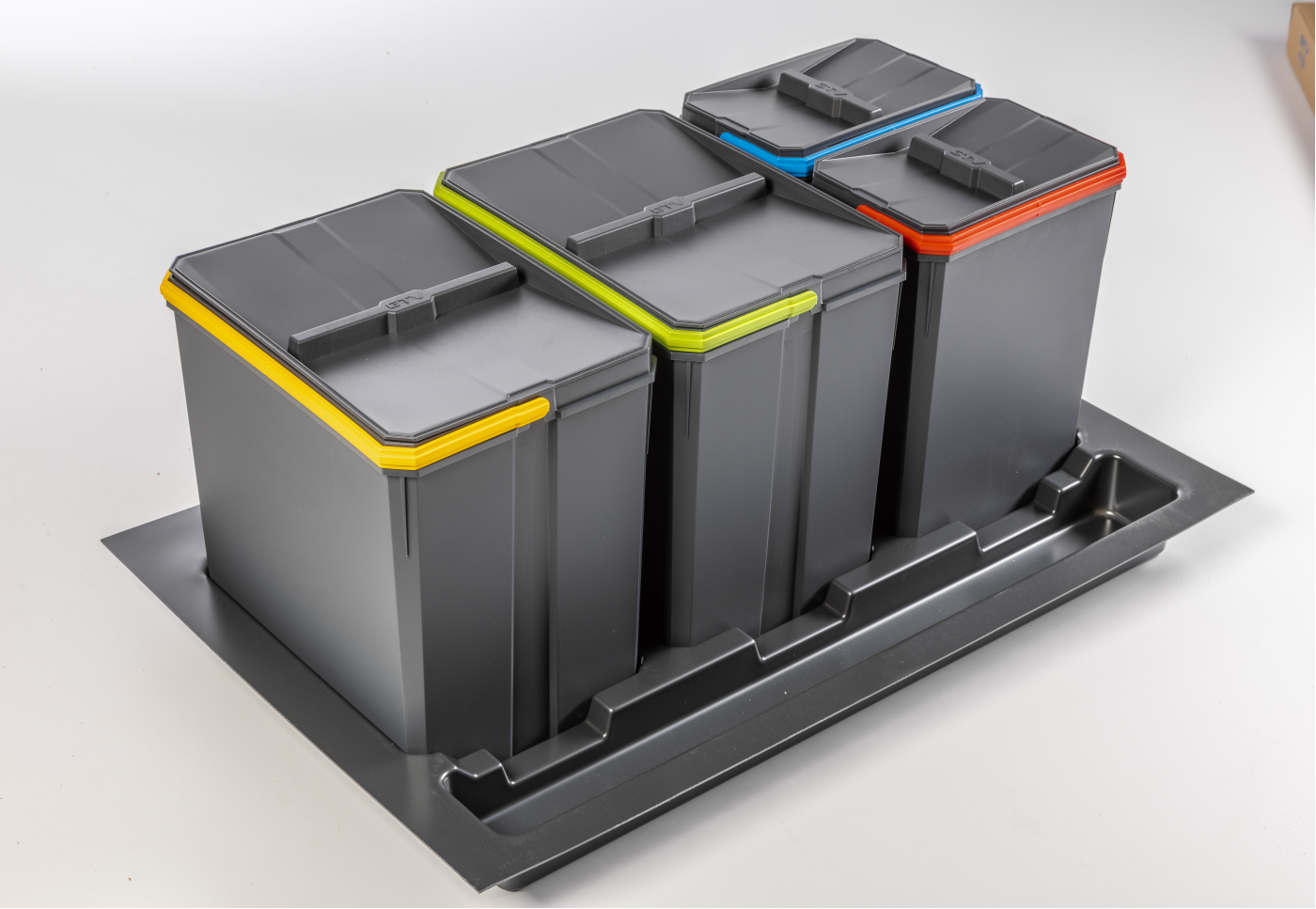 Furniture Hardware - PB-AS-800-2X15L-2X7L-45 Waste bin AXISPACE, L-800 mm, 2×15 l, 2×7 l, anthracite