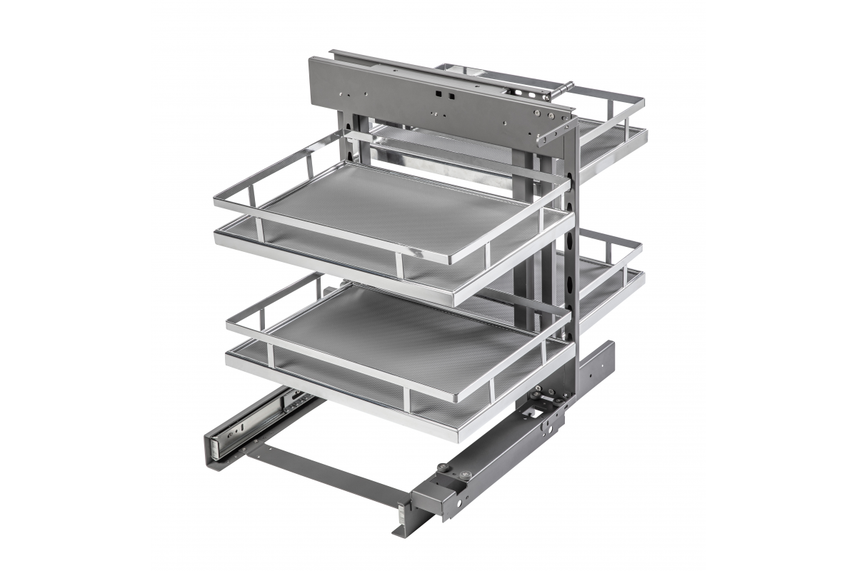 Furniture Hardware - KO-WMC450-01 MOVIX PRO corner tray, L-450 mm, grey mat, chrome
