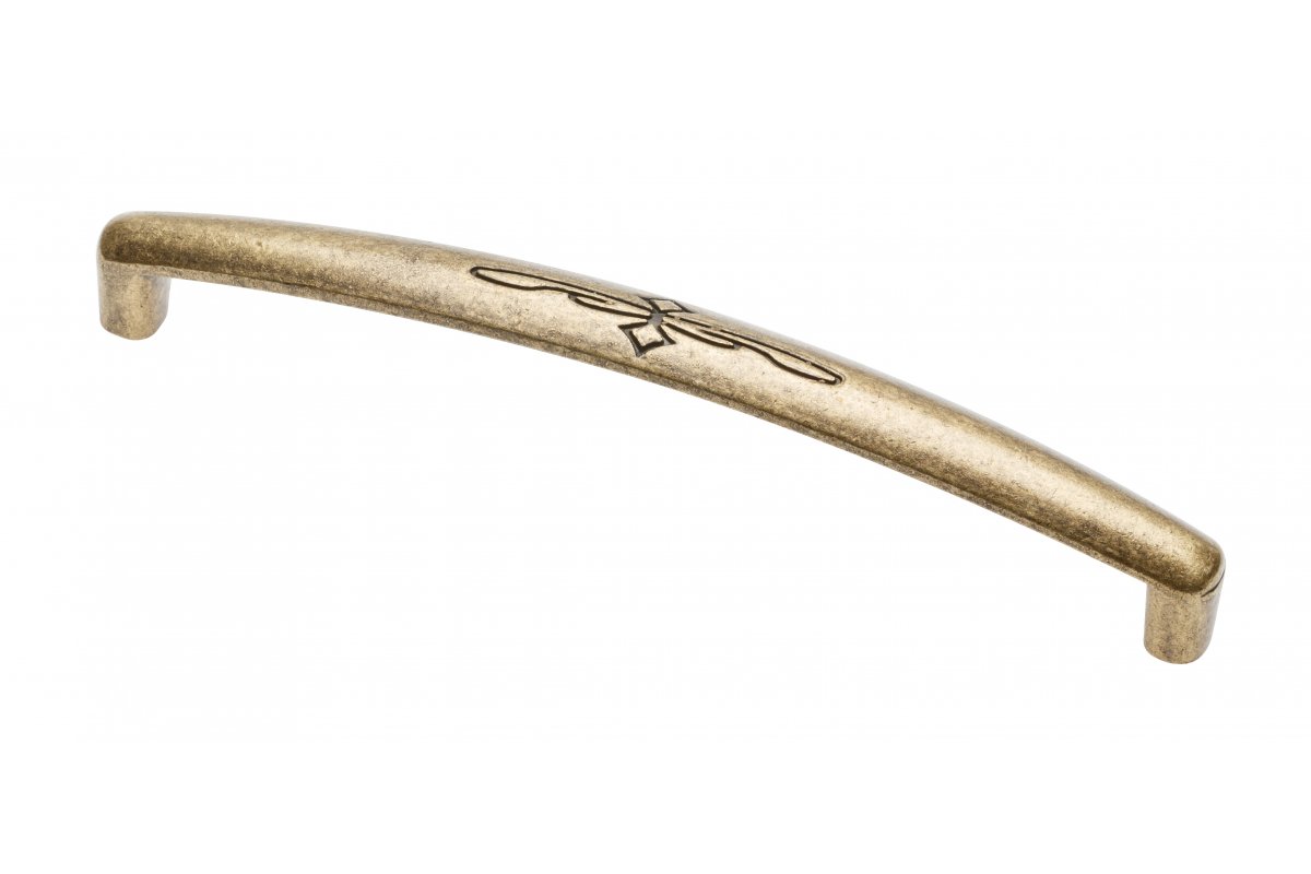 Furniture Hardware - UZ-OLBIA-96-04 Handle OLBIA, 96 mm, antique brass