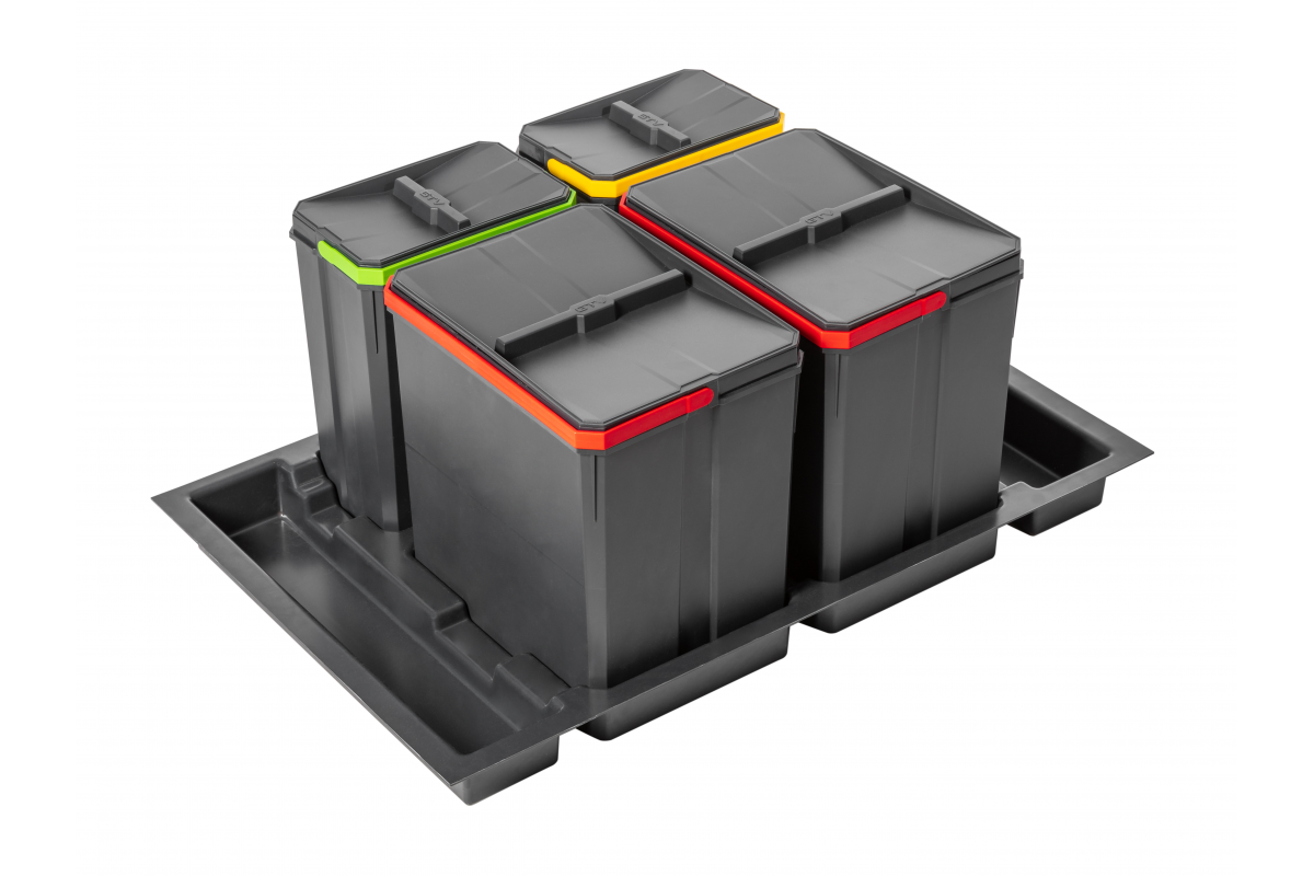Фурнитура - PB-AS-800-2X15L-2X7L Контейнер для мусора AXISPACE, L-800 мм, 2×15 л, 2×7 л, антрацит