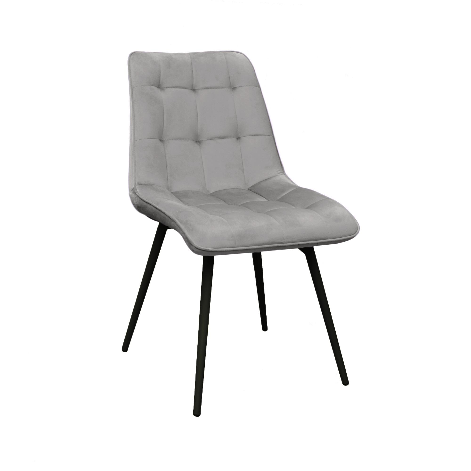 Product Catalog - Capella Velvet Light Grey Chair HLR14+Black Legs