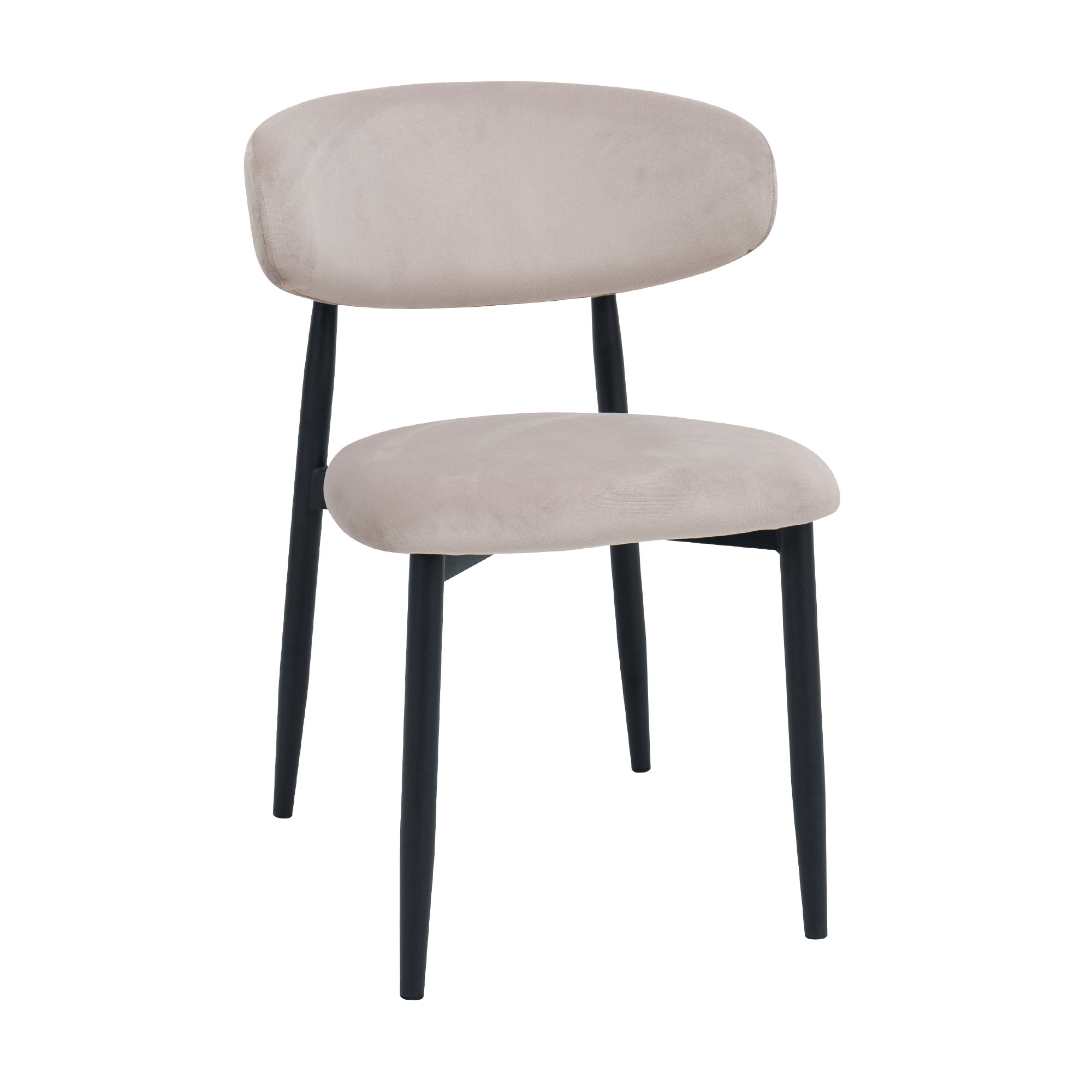 Product Catalog - Meridian Velvet Beige Chair (HLR7) + Black Legs