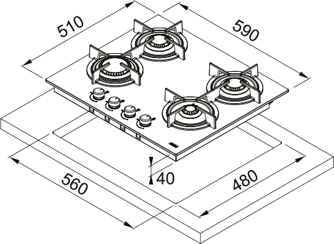 Газовая варочная панель FHCR 604 4G HE XA C [3]