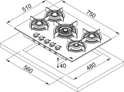 Gas hob FHCR 755 4G TC HE XA C [4]