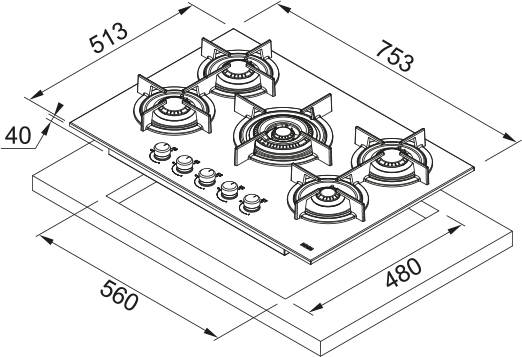 Gas hob FHCR 755 4G TC HE XA C [5]