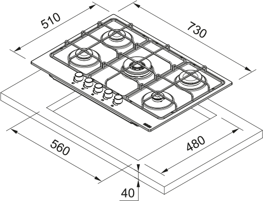 Gas hob FHSM 755 4G DC ON E [5]