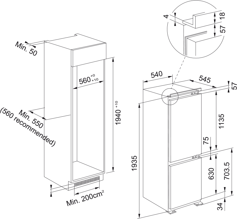 Встраиваемый холодильник-комбинация FCB 360 V NE D [3]