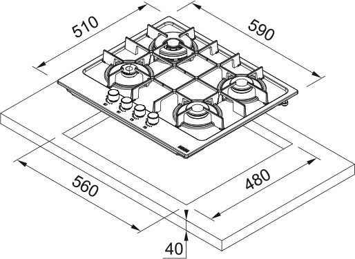 Plită gaz FHMA 604 3G DC OY C [2]
