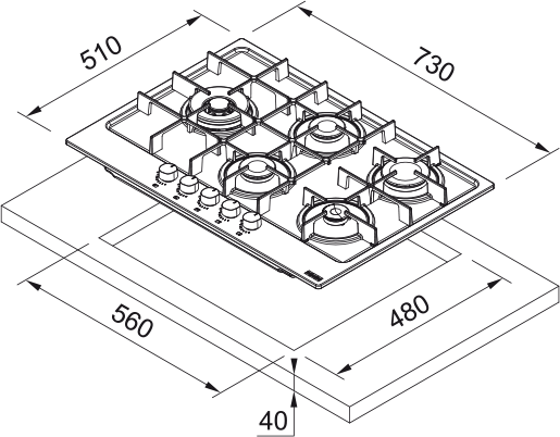 Plită gaz FHMA 755 4G DCL BK C [4]