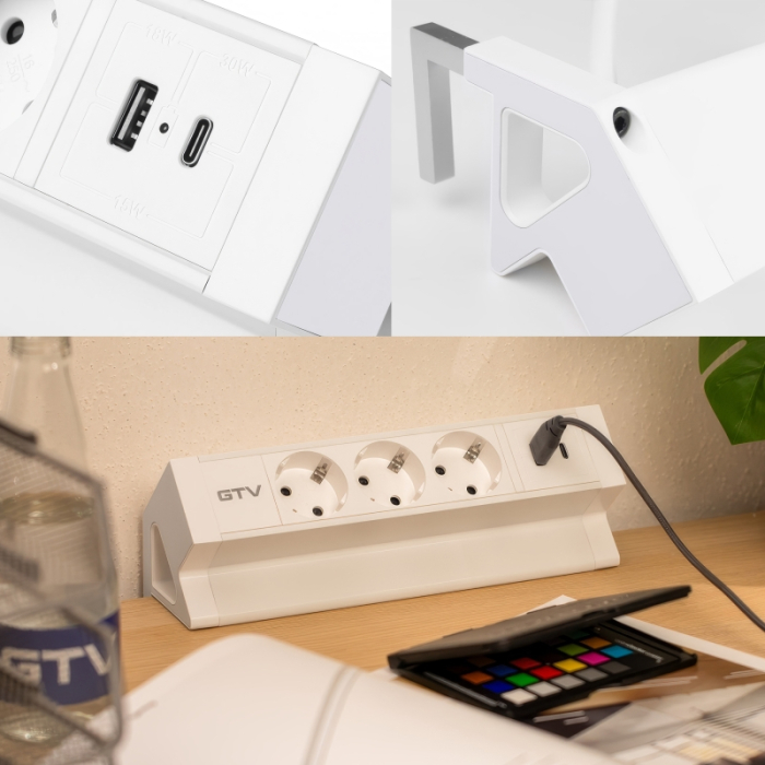 Prelungitor pentru oficiu USB A+C cablu 1,5 m, alba GTV AE-GMBAS3S2U-10 [2]