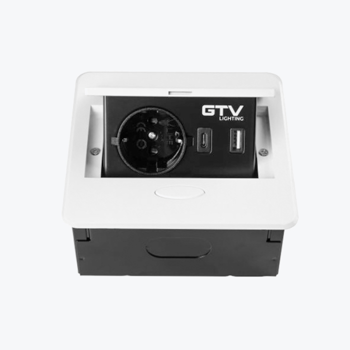 Priză încorporată retractabilă 1loc USB A+C alba AE-PB1SAVA-10N [2]