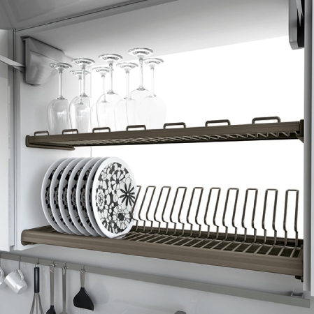 In-cabinet dish rack - Ellite dish rack set 700 mm, frame, tray + fixings, "titanium" finish