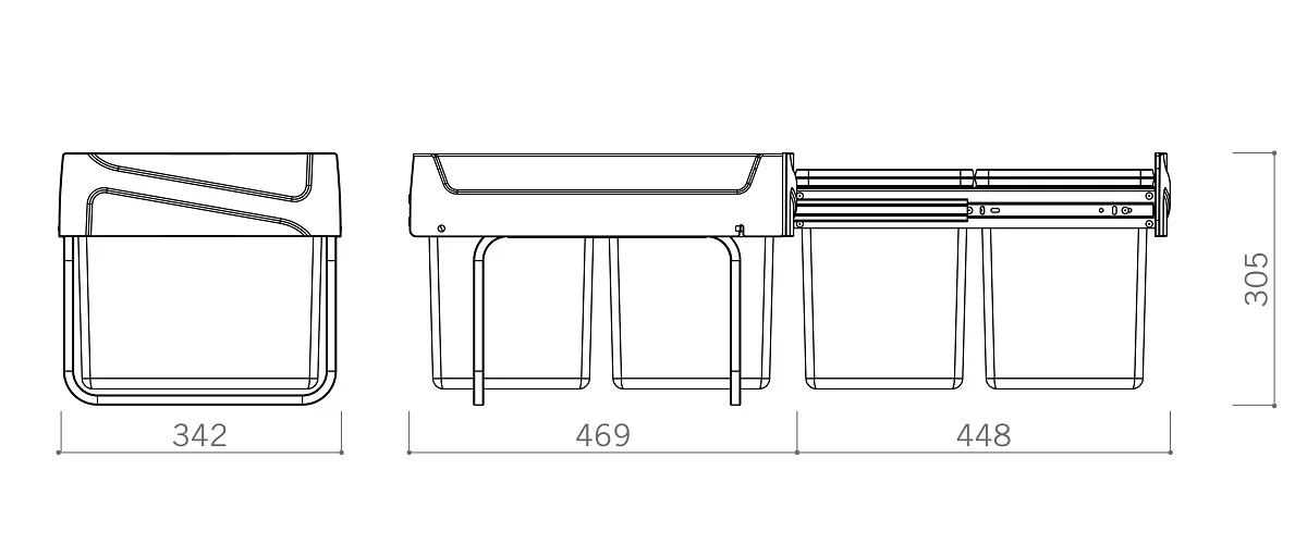 Coș de gunoi M40, 15+15 L, pentru front de 400 mm [2]