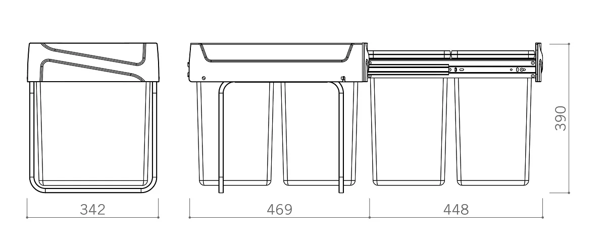 Coș de gunoi M40, 20+20 L cu separator, pentru front de 400 mm [4]