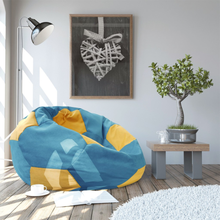 Bean bag chairs - Bean-Bag Ball Blue-Yellow Armchair