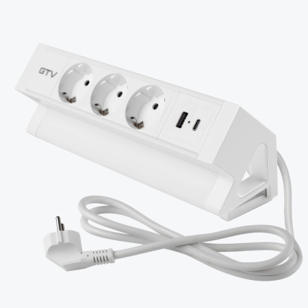 Prize incorporabile - Prelungitor pentru oficiu USB A+C cablu 1,5 m, alba GTV AE-GMBAS3S2U-10