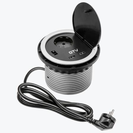 Prize incorporabile - Priză încorporată 1loc cu împământare 2xUSB argintie GTV CHARGER AE-BPW1S2UCH-80