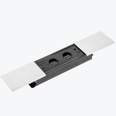 GTV - Built-in sliding socket outlet, 2-way, grounded, 2xUSB A+C, RJ45, HDMI, white, GTV PRESTINO AE-PB2SPRES-10