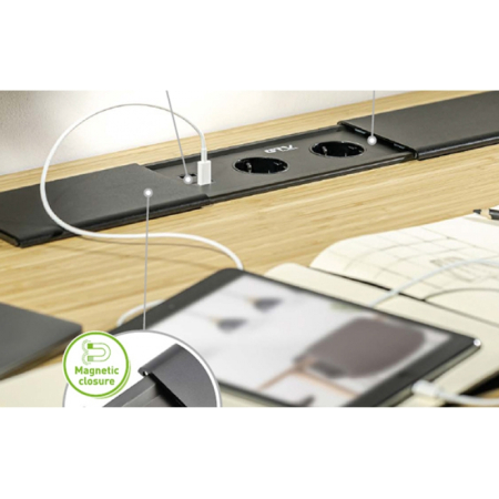 Priză încorporată glisanta 2 locuri cu împământare 2xUSB A+C,RJ45,HDMI alb GTV PRESTINO AE-PB2SPRES-10 [1]
