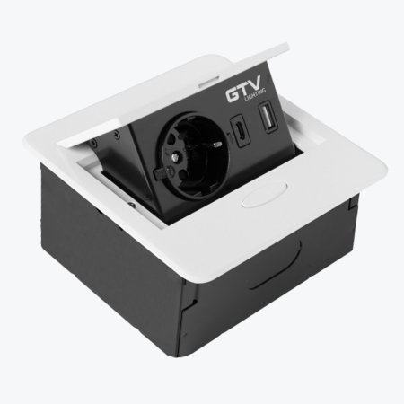 GTV - Priză încorporată retractabilă 1loc USB A+C alba AE-PB1SAVA-10N
