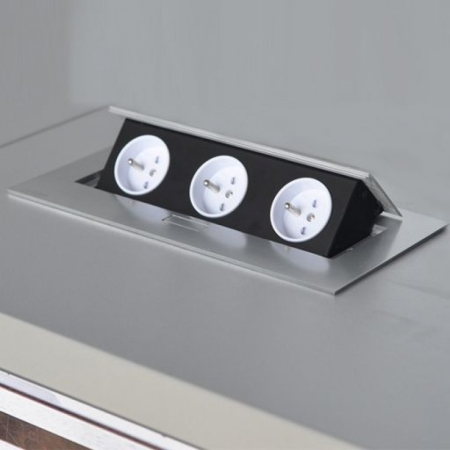 Priză încorporată retractabilă 3 locuri cu împământare aluminiu GTV AE-PB03GS-53 [2]