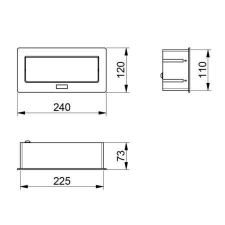 Priză încorporată retractabilă 3 locuri cu împământare aluminiu GTV SOFT AE-PBSC3GS-53 [1]