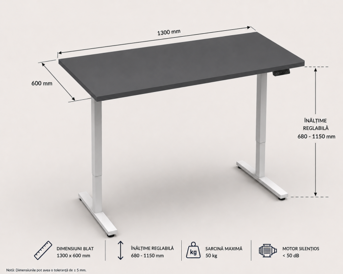 Birou Reglabil Electric ,130x60cm [3]
