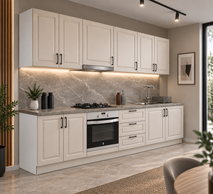 Bucatarie Aria 2.8 M, casmir, MDF frezat vopsit [2]