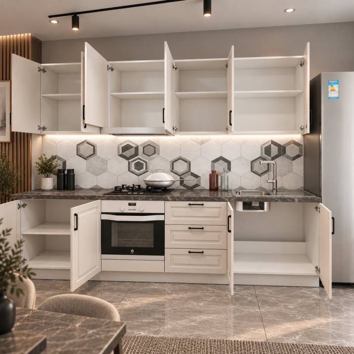 Bucatarie Aria 2.8 M, casmir, MDF frezat vopsit [5]