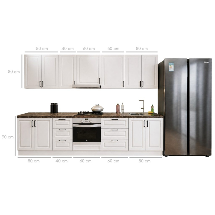 Bucatarie Aria 3.2 M, alb murdar, MDF frezat vopsit [7]