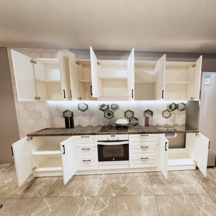 Bucatarie Aria 3.2 M, alb murdar, MDF frezat vopsit [6]