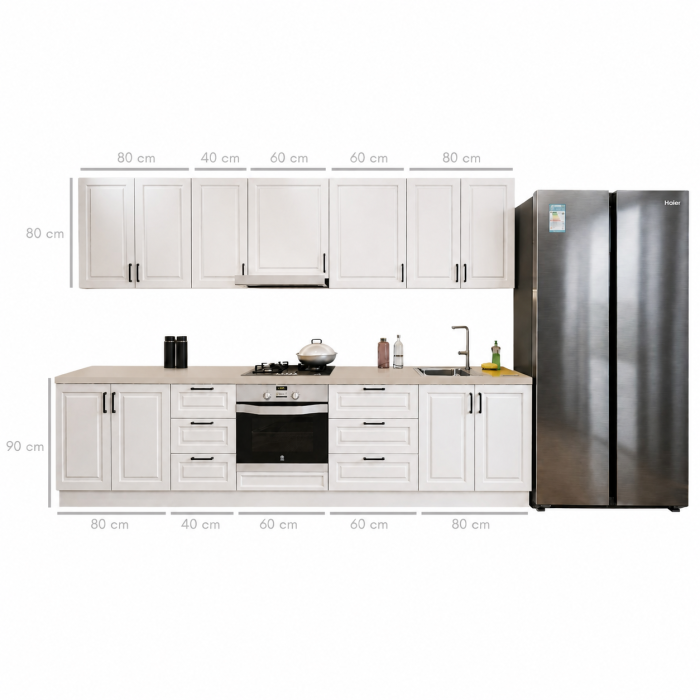 Bucatarie Aria 3.2 M, alb murdar, MDF frezat vopsit [7]