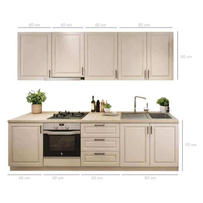 Bucatarie Cora 2.6 M, casmir, MDF frezat vopsit [6]