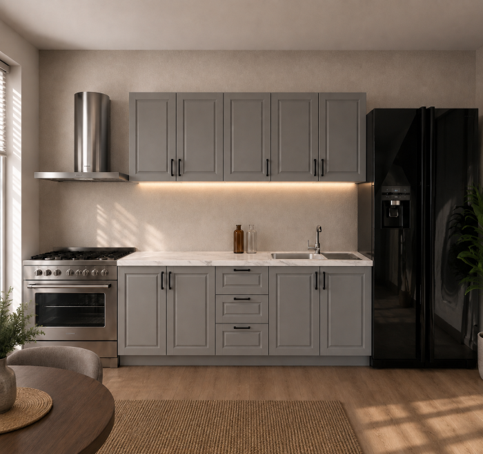 Bucatarie Tokyo 2M, Gri, MDF frezat vopsit [2]