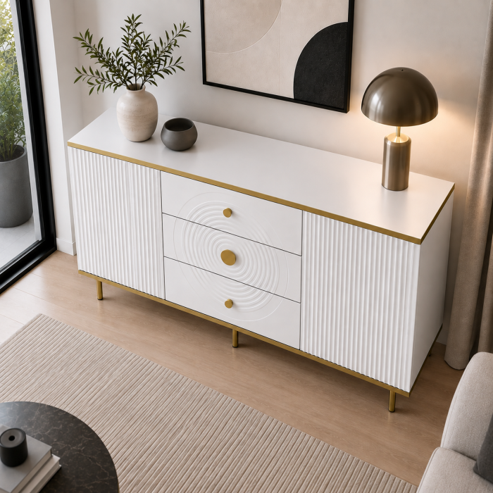 Comoda Andra, 3 sertare, 2 usi ,MDF frezat vopsit [2]