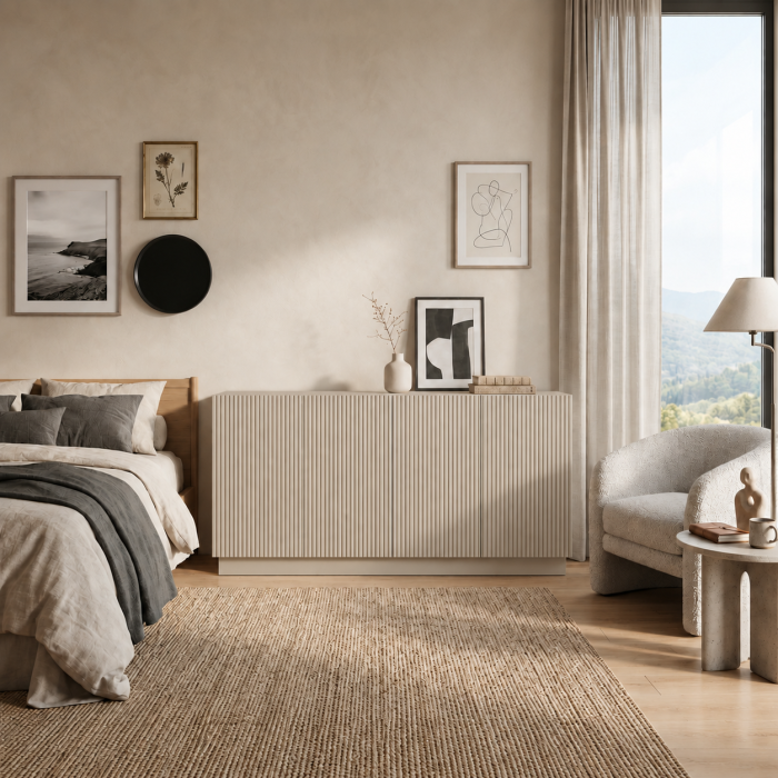 Comoda Bianca, Front MDF Frezat Vopsit, 200x 80x 40 [2]