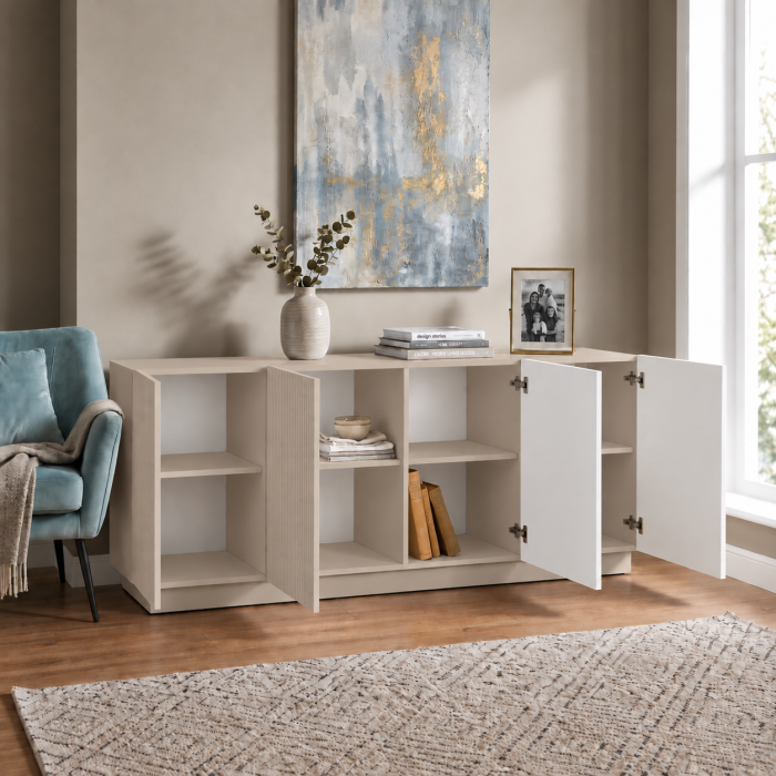 Comoda Bianca, Front MDF Frezat Vopsit, 200x 80x 40 [5]